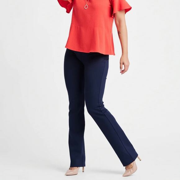 Betabrand Dress Pant Yoga Pants Bootcut Size Medium Petite Short Navy Blue - Picture 1 of 5